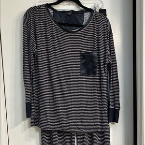 Midnight by Carol Hochman Striped Navy and White Pajama/Lounge Set